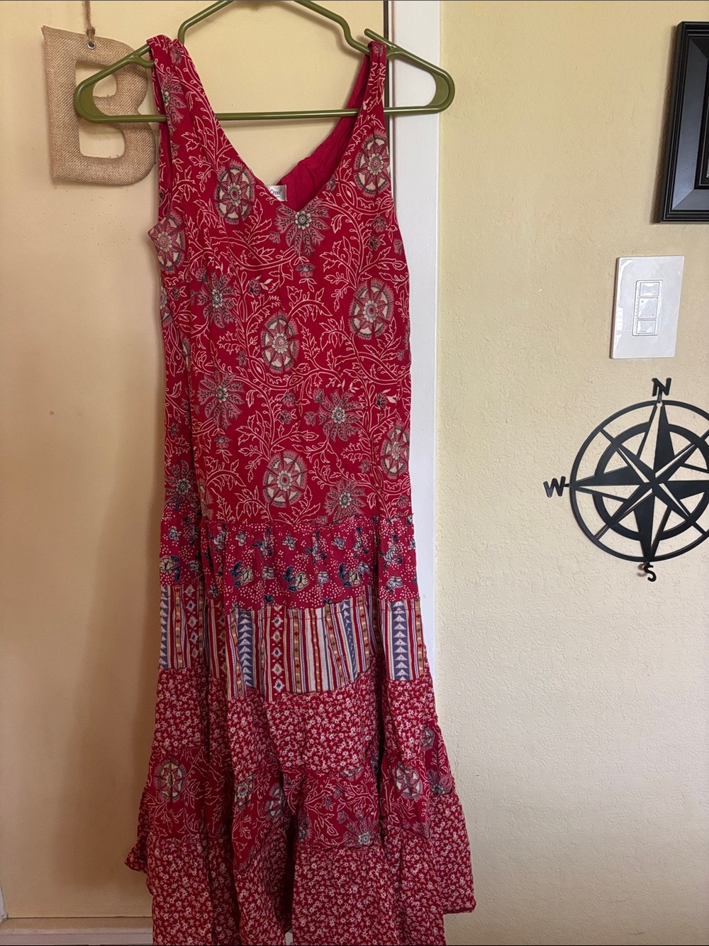Vintage Coldwater Creek Red Patterned Bohemian Maxi Dress